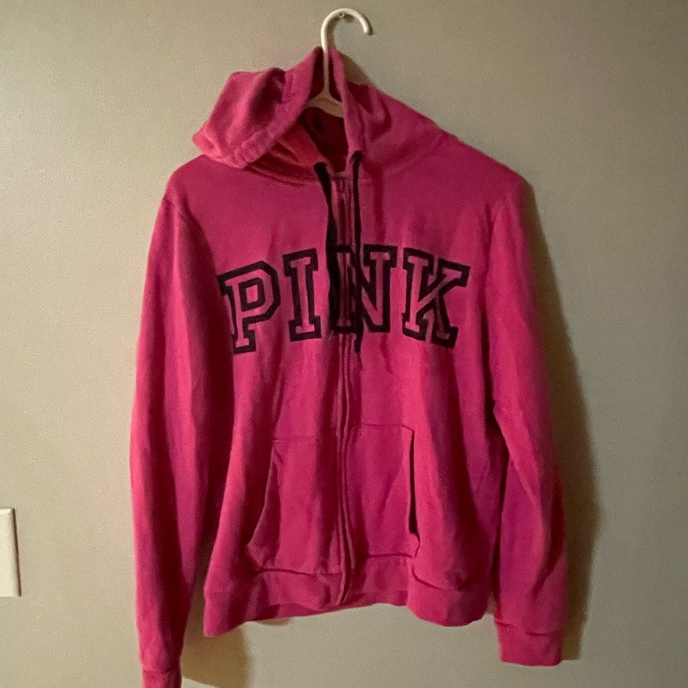 Pink brand of pink zip up hooded sweatshirt, M